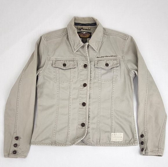 Harley-Davidson Tan Embroidered Button Up Jacket - Picture 1 of 10